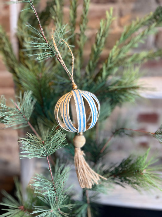 Small Paper Mache Ornament - Blue