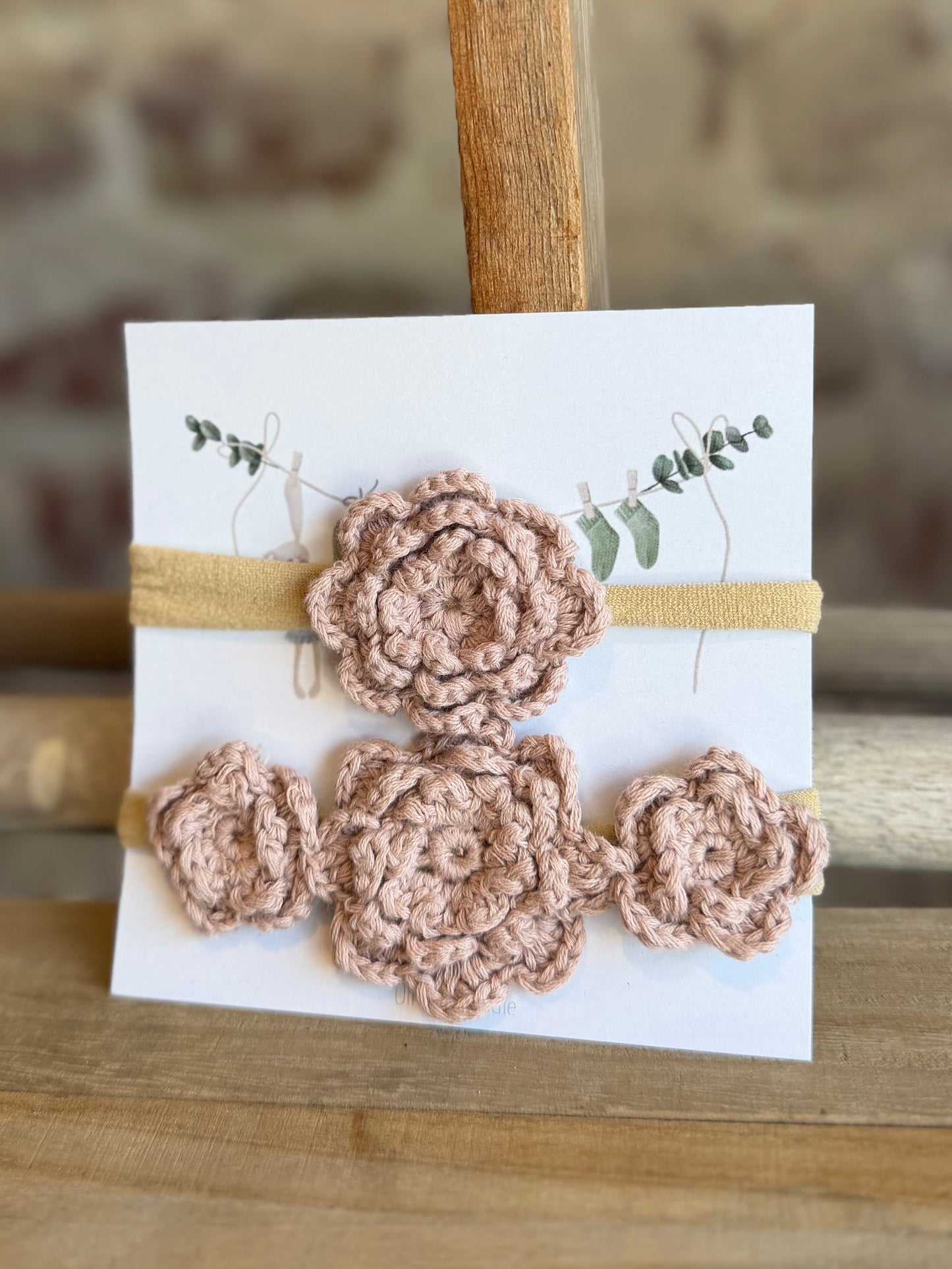Crochet Flower Headbands- Dusty Pink