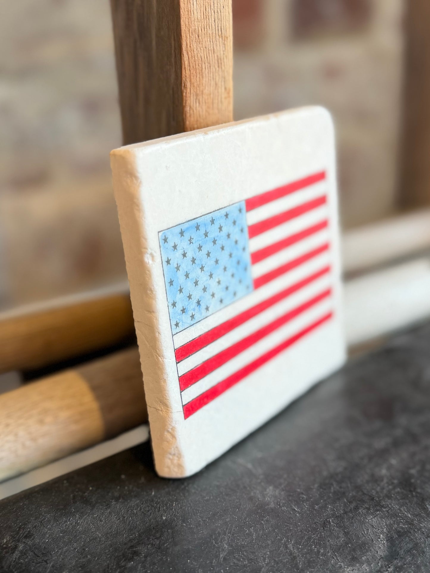 American Flag Marble Coaster