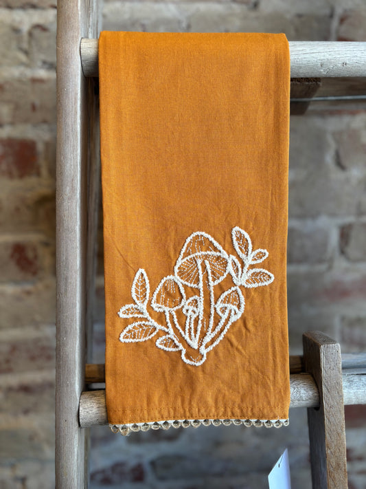 Mushroom Tea Towel - Terracotta