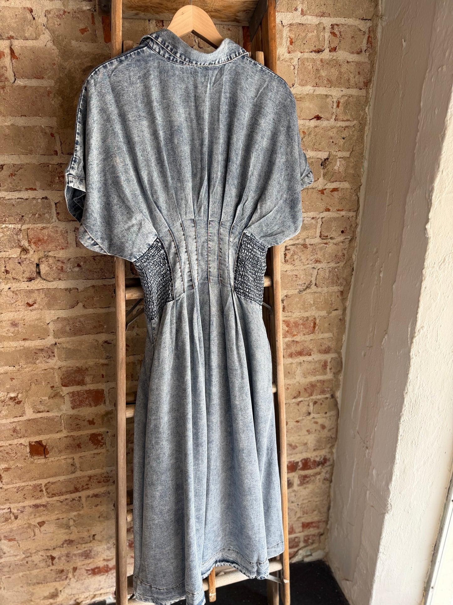 Smocked Tencel Dress w/ Pockets