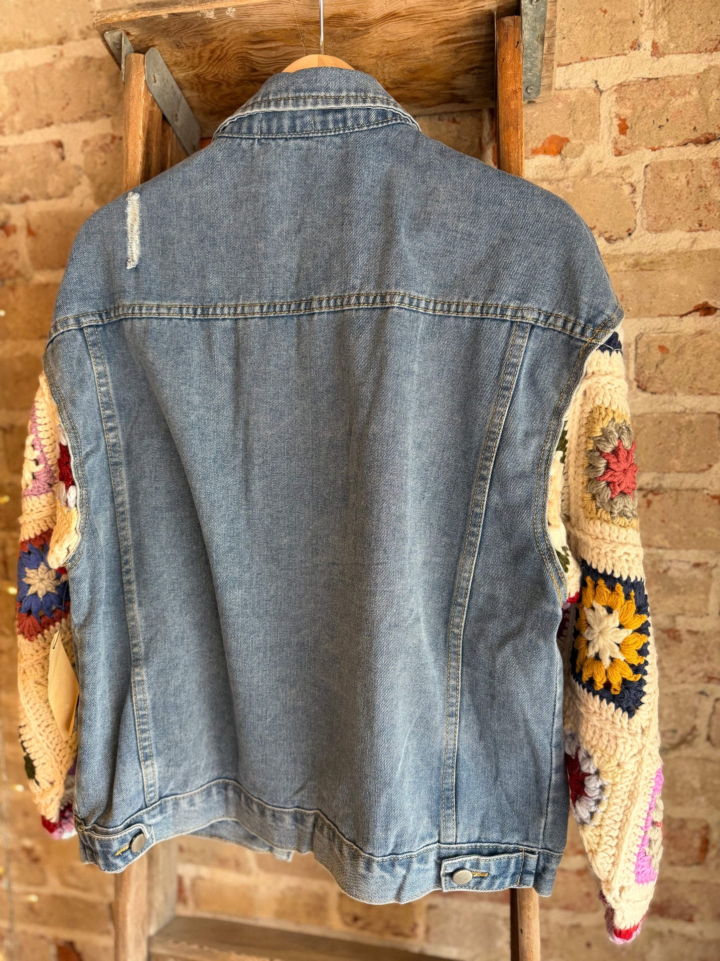 Crochet Patchwork Denim Jacket