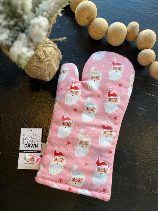 Pink Santa Oven Mitt