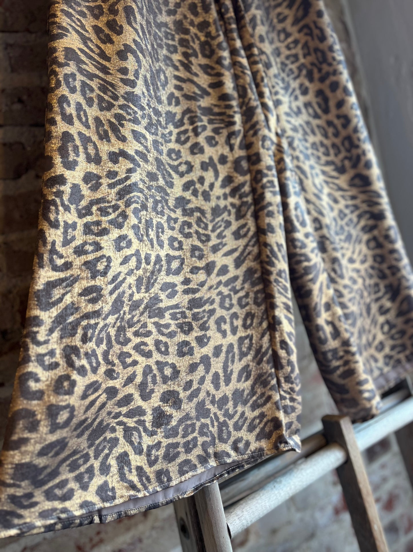 Satin Leopard Straight Leg Pants
