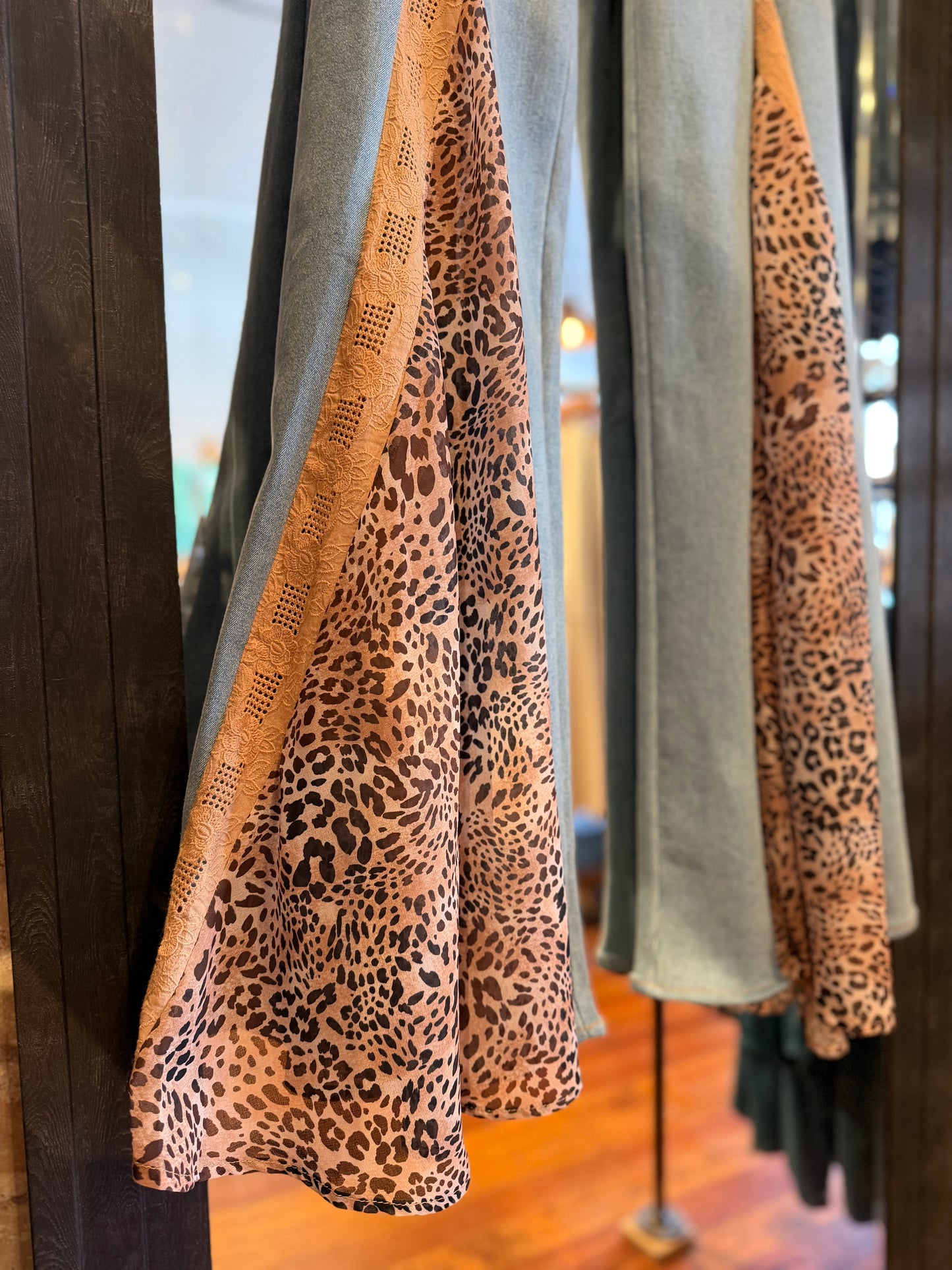 Leopard and Lace Wide Leg Jeans