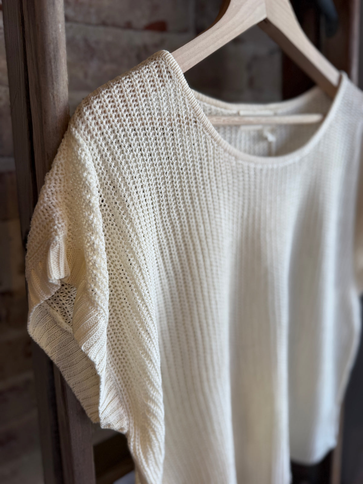 Short Sleeve Knit Sweater - Ivory
