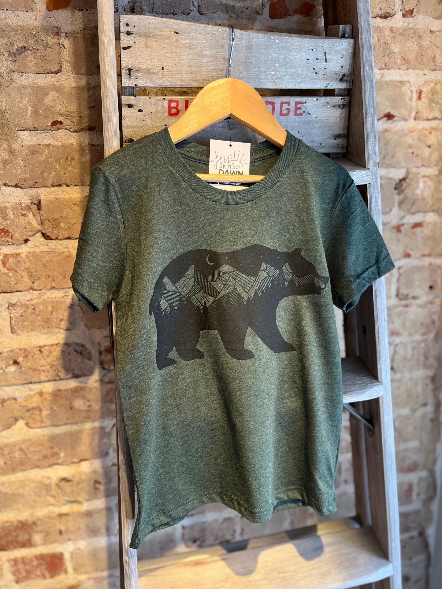 Midnight Bear Youth Tee- Green