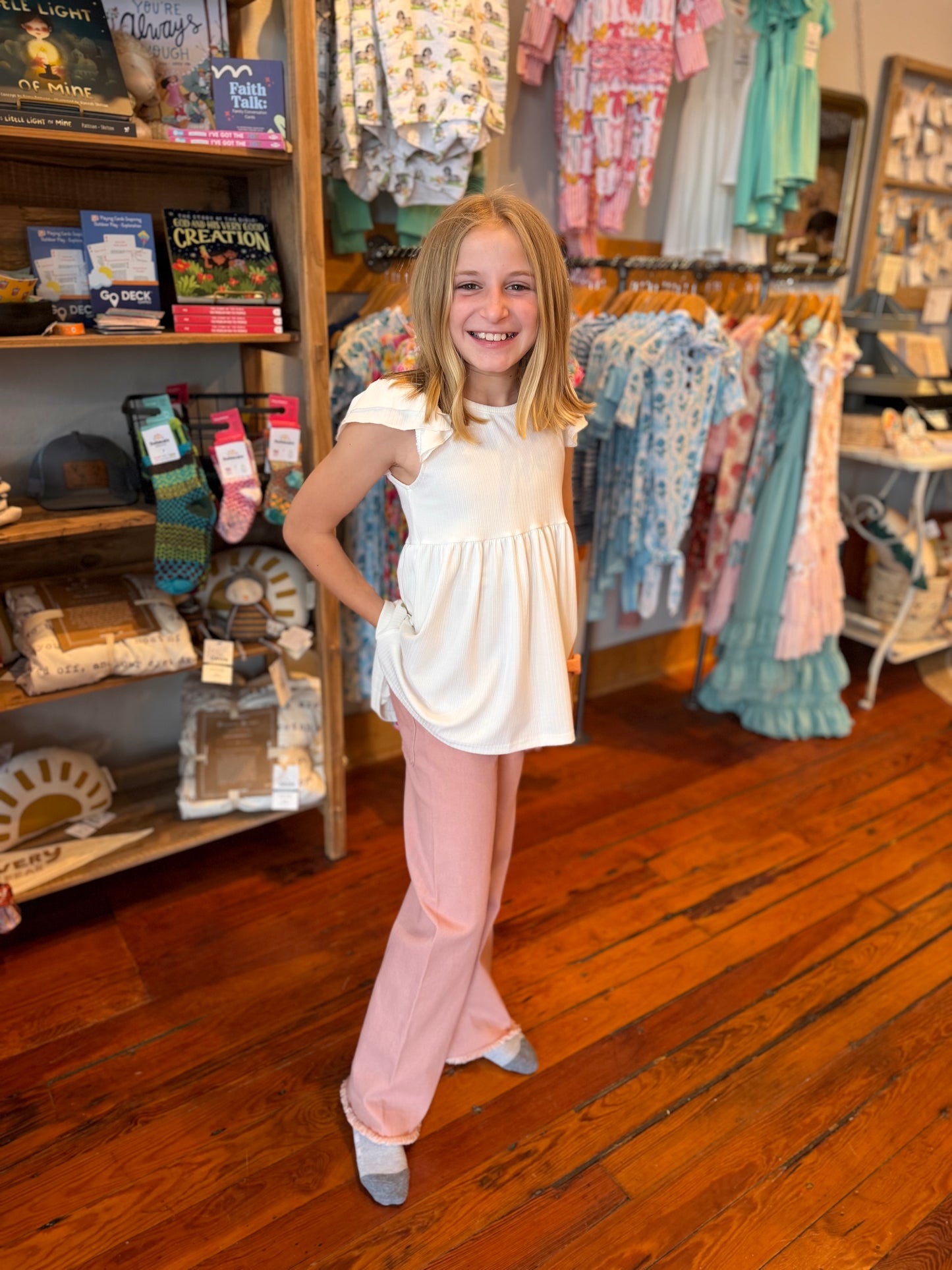 Wide Leg Blush Pink Denim Jeans - Kids/Tweens