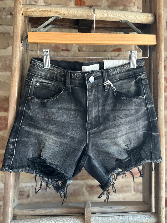 High Rise Stretch Shorts- Black