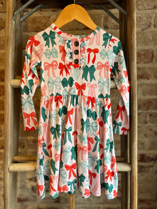 Christmas Bows Dress- Toddler/Youth