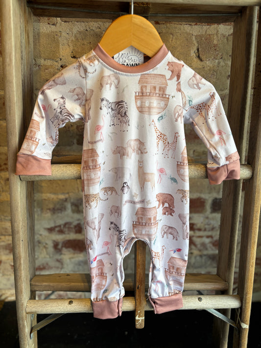 Noah's Ark Romper- Button-up