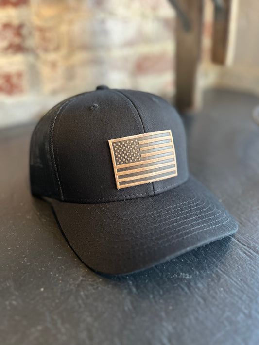 American Flag Hat- Black