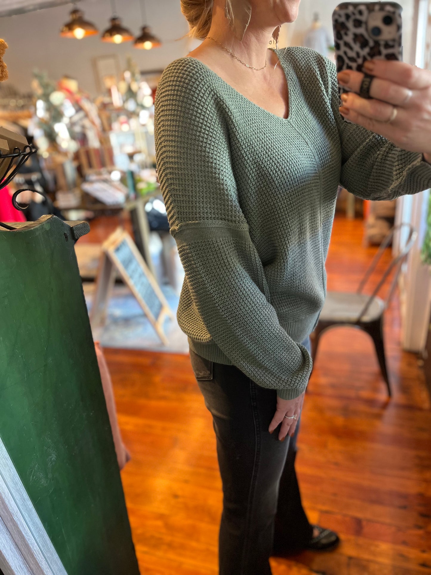 Faded Olive Loose Fit Sweater