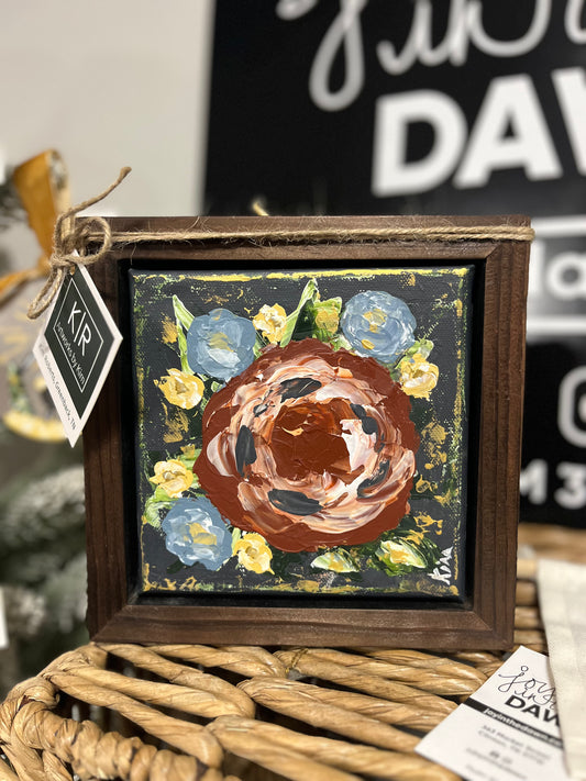 Framed Rusty Rose Canvas - Handpainted