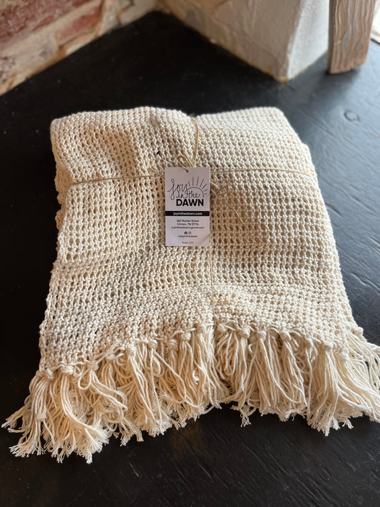 Cream Knitted Throw