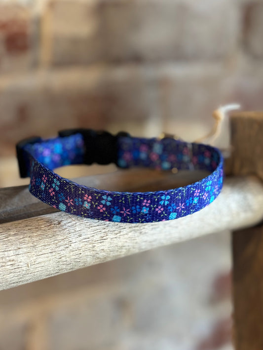 Purple Floral Narrow Pet Collar