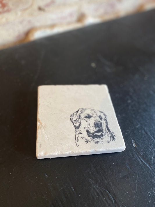 Golden Retriever Marble Coaster