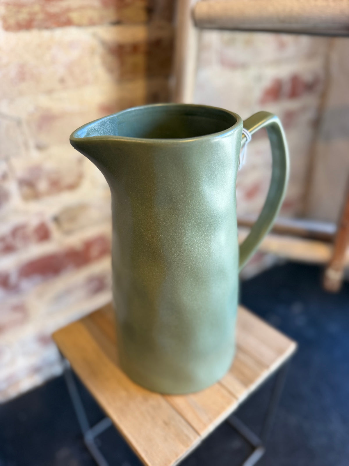 Laurel Green Pitcher Vase