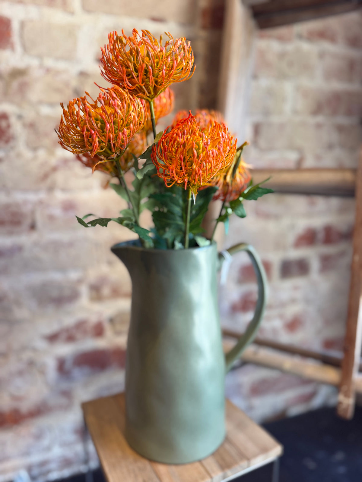 Laurel Green Pitcher Vase