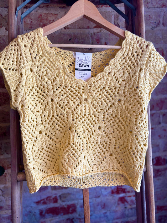 Cap Sleeve Crochet Sweater - Yellow