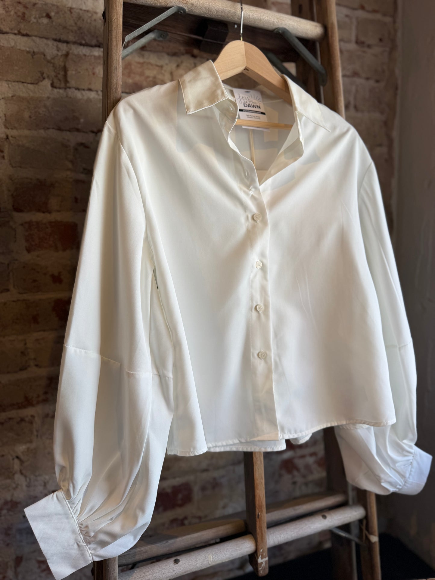 White Balloon Sleeve Blouse