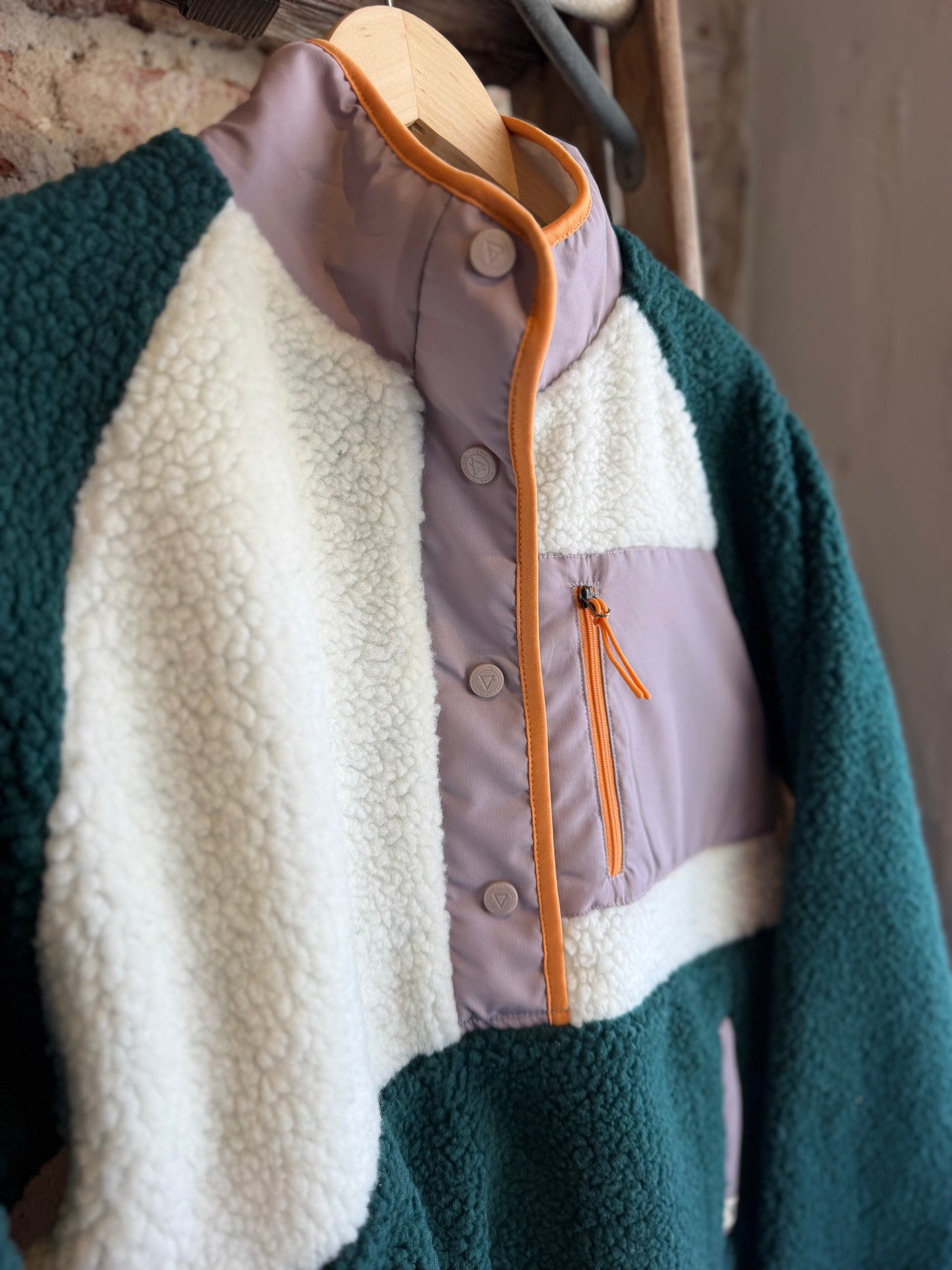 Jersey Lined Snap-up Pullover -Pine