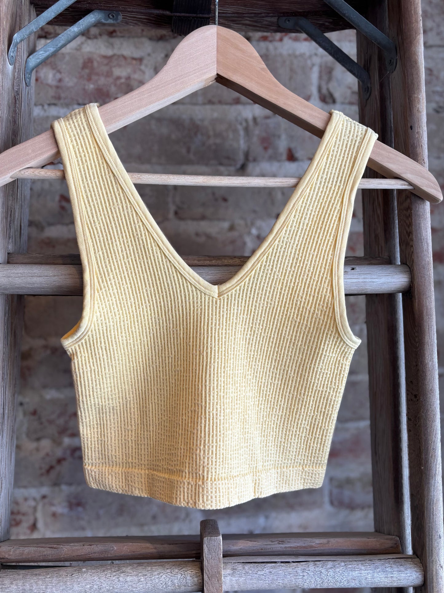 Seamless Reverse Ribbed Top- Sunshine Yellow