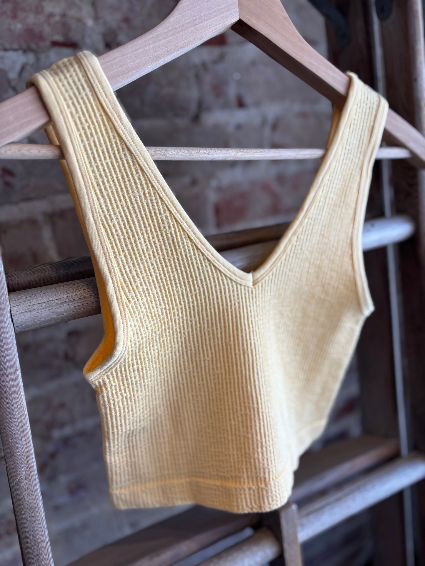 Seamless Reverse Ribbed Top- Sunshine Yellow