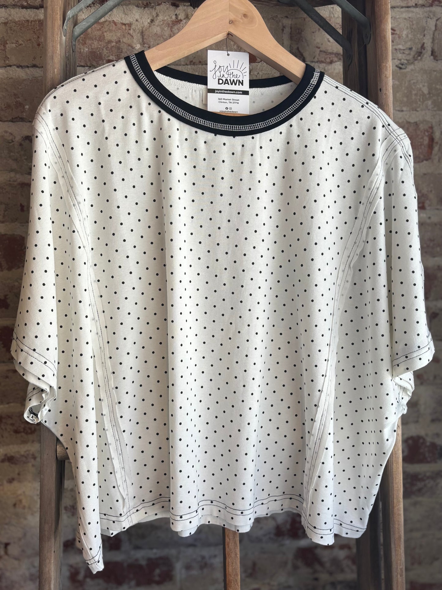 Oversized Knit Polka Dot Top - White/Black