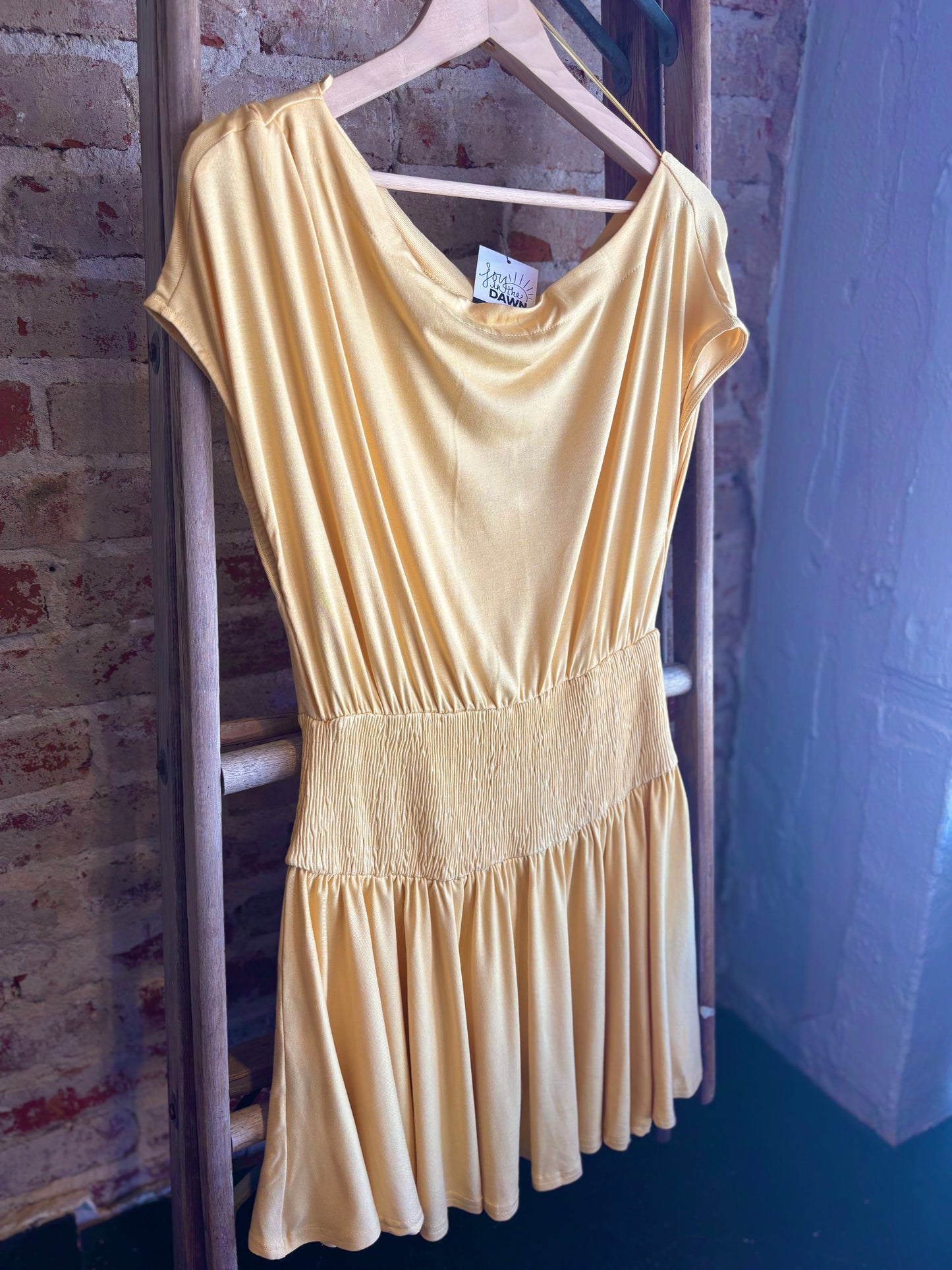 Asymmetrical Mini Dress - Yellow