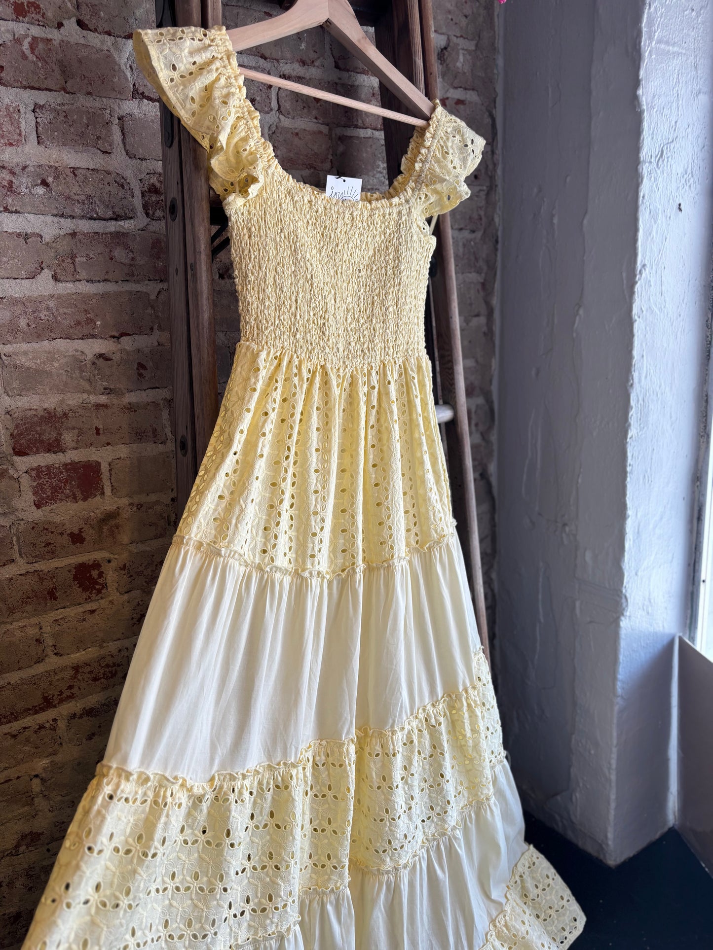 Sunshine Smocked Eyelet Dress