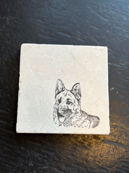German Shepherd Marble Coaster