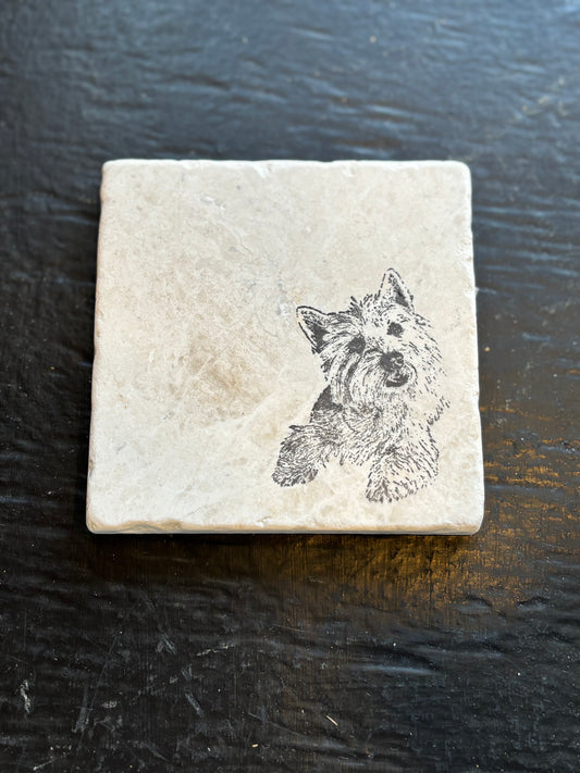 Westie Dog Marble Coaster