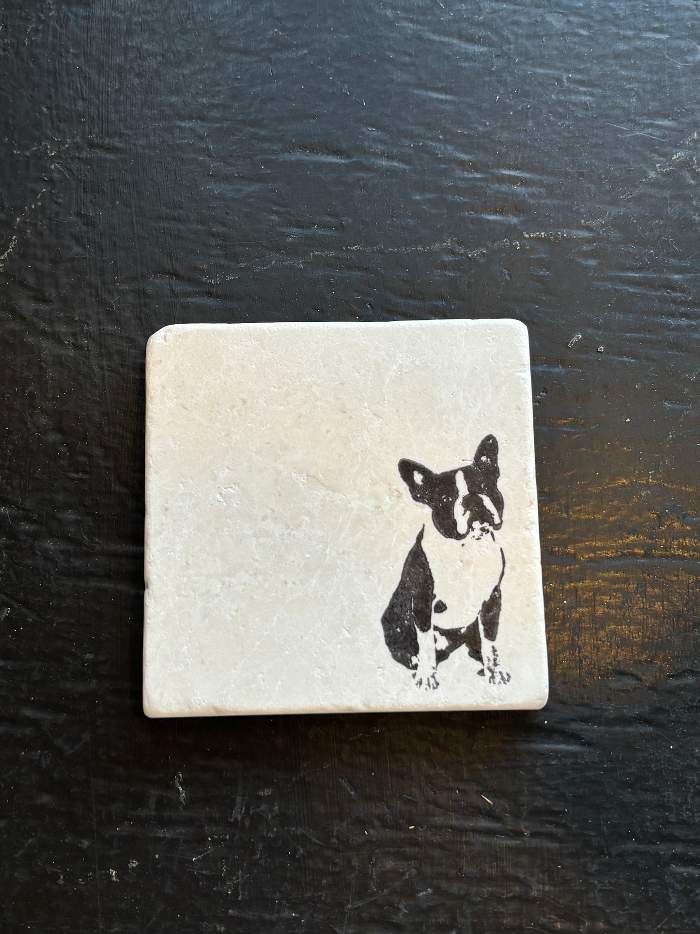 Boston Terrier Marble Coaster