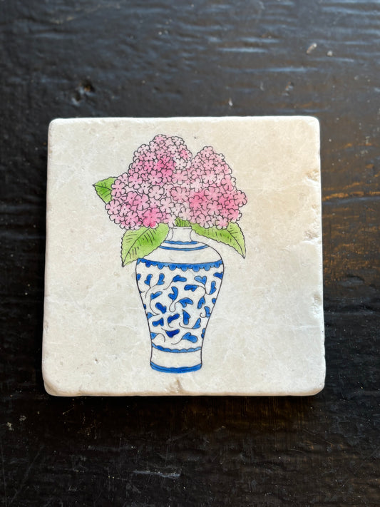 Hydrangea Flower Vase Marble Coaster