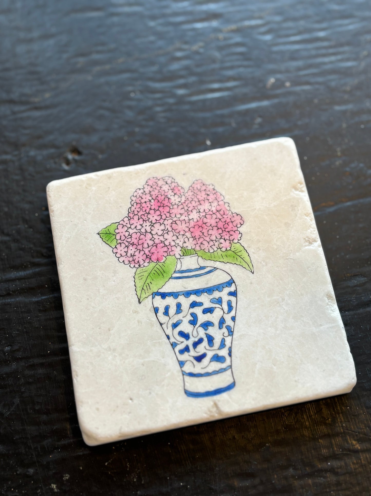 Hydrangea Flower Vase Marble Coaster