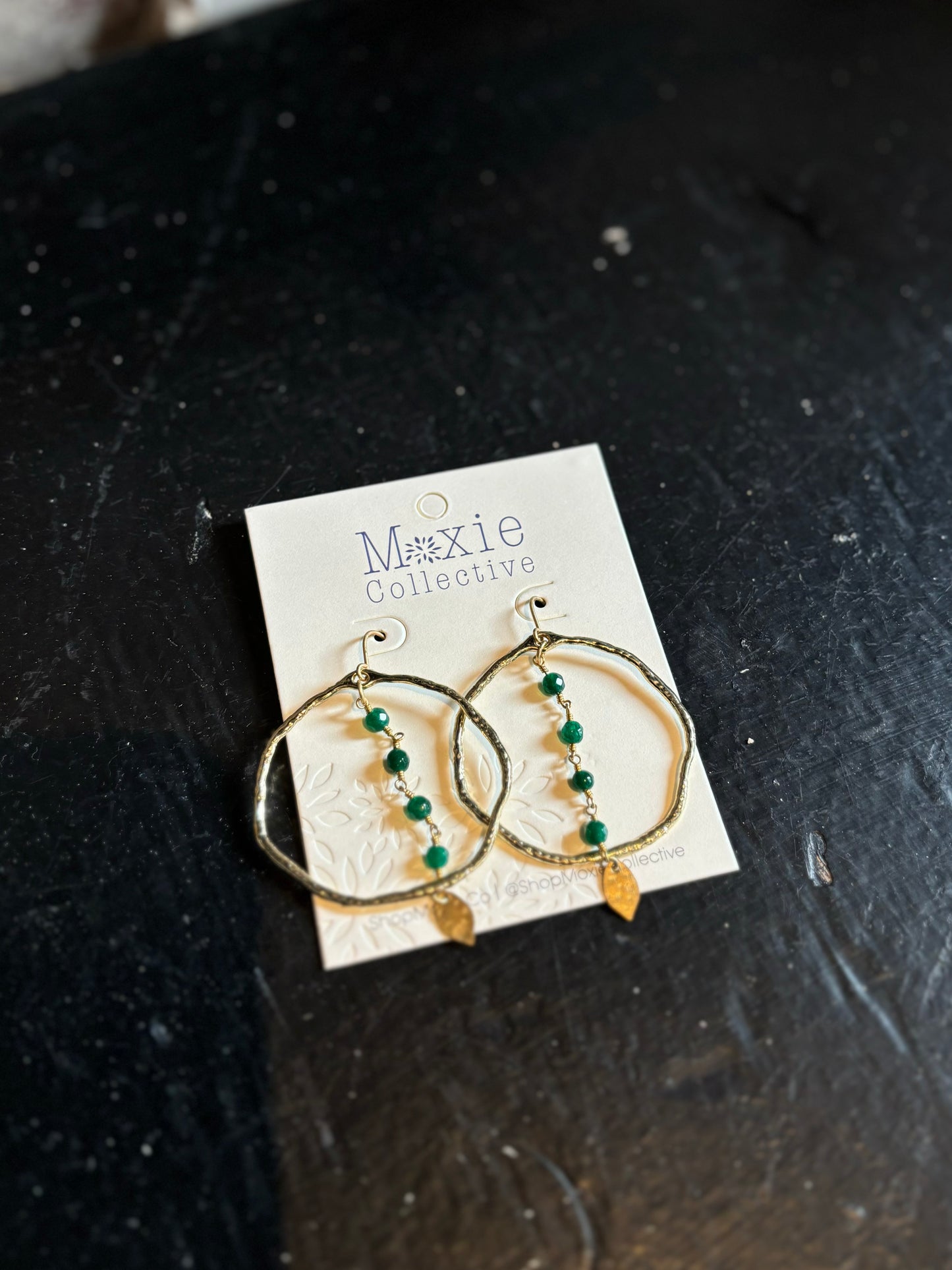 Emerald Green Jade Rosary Earrings