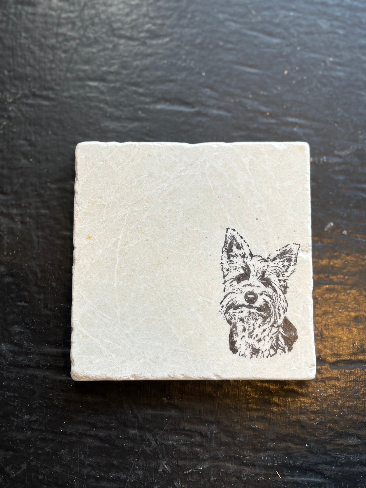 Yorkie Dog Marble Coaster