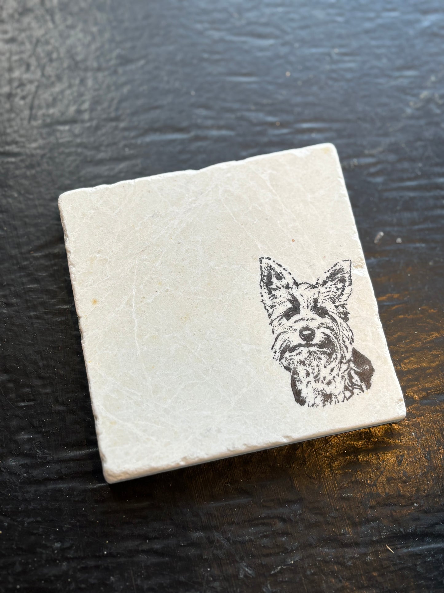 Yorkie Dog Marble Coaster