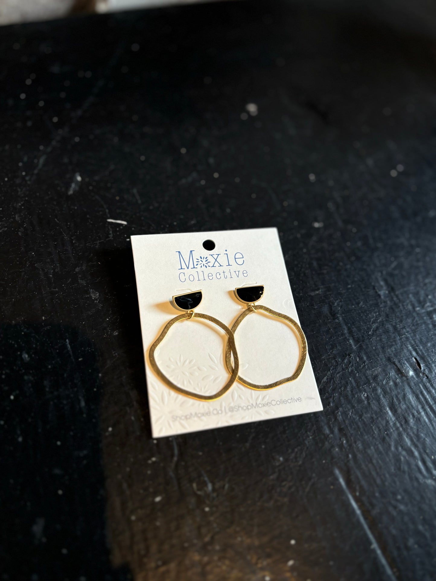 Abstract Hoop Earrings- Black/Gold