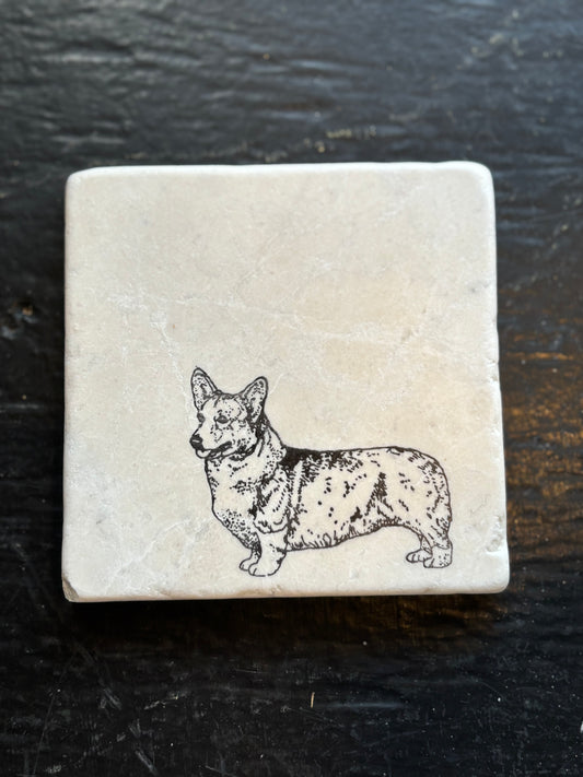 Welsh Corgi Marble Coaster
