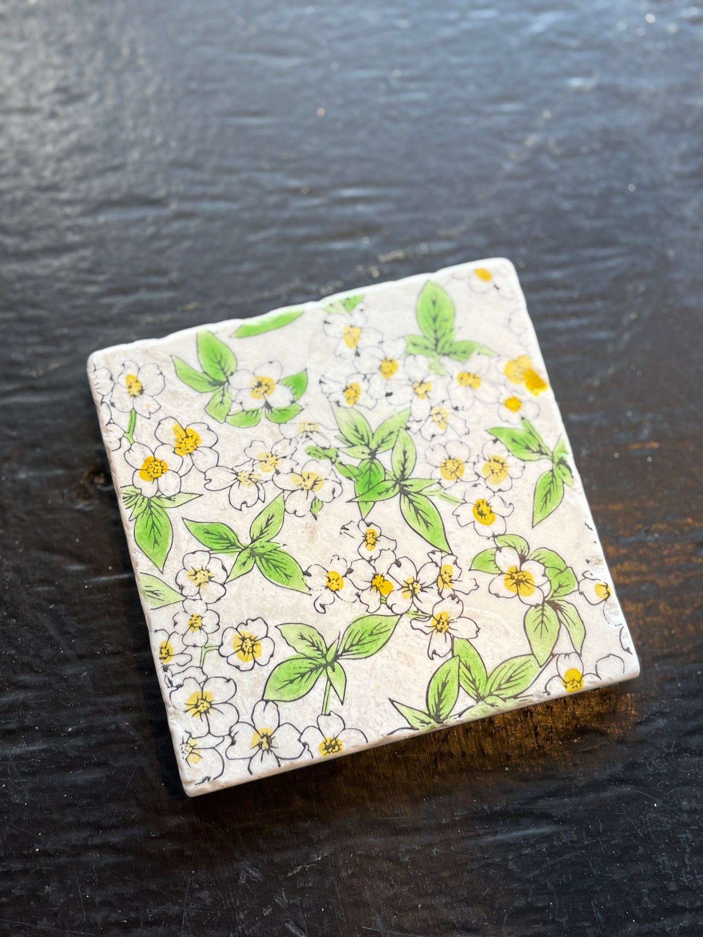 Dogwood Flower Marble Coaster