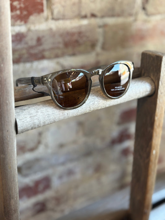 Alex Crystal Taupe Round Sunglasses