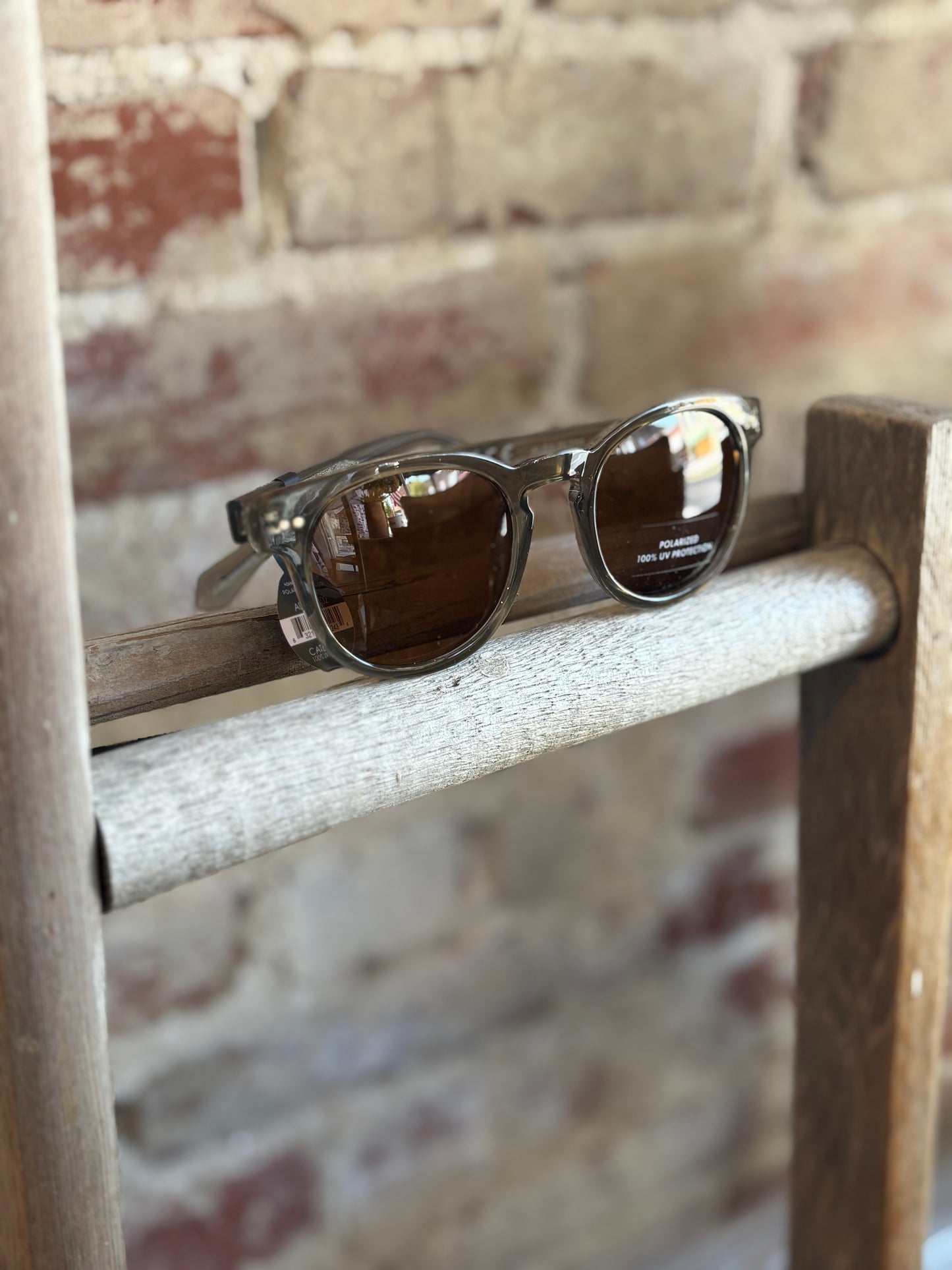 Alex Crystal Taupe Round Sunglasses