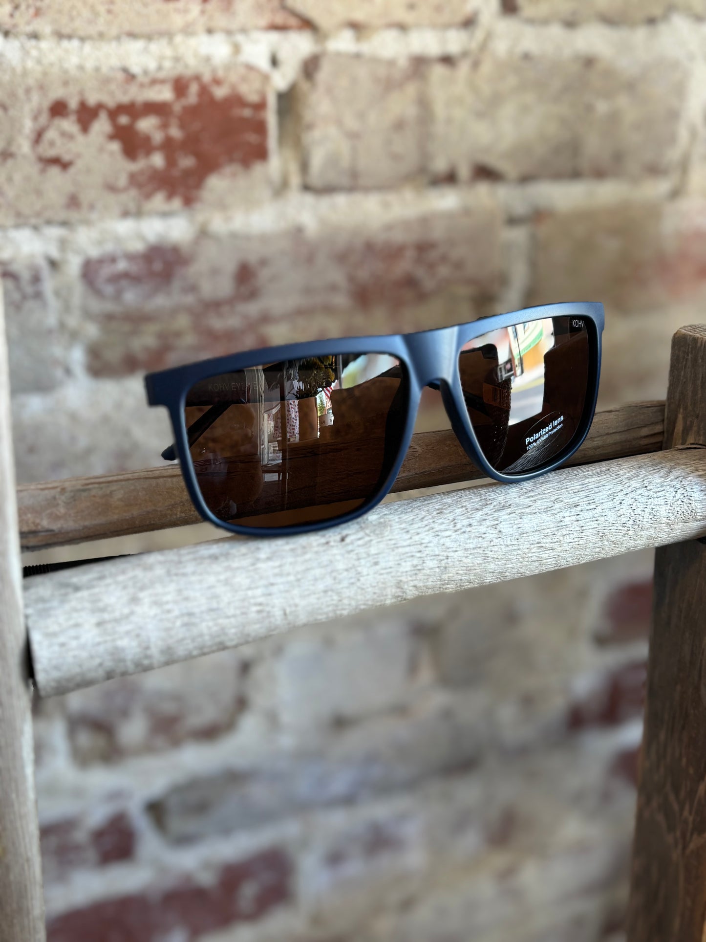 Evans Navy Blue Polarized Square Sunglasses