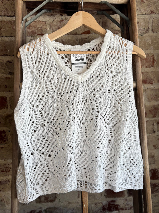 Plus - Sleeveless Knitted Crop Top - Ivory