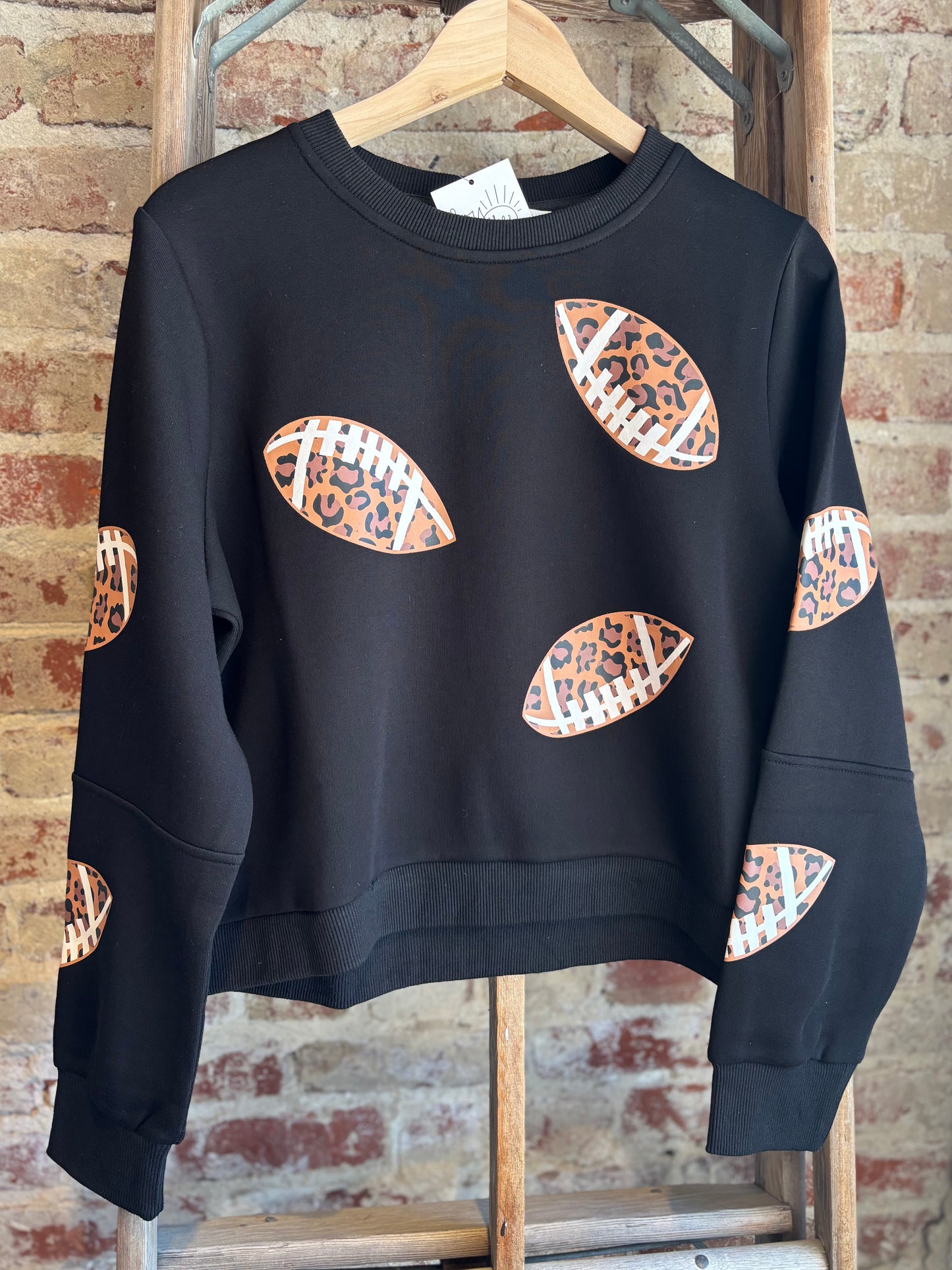 Leopard Football Pullover - Black