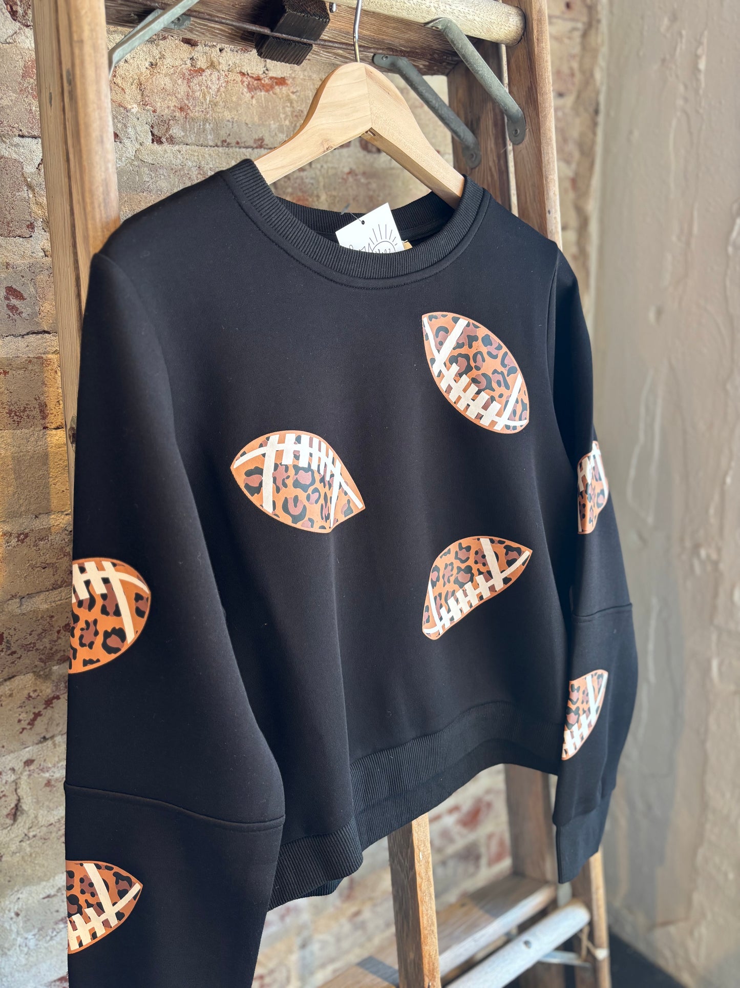 Leopard Football Pullover - Black