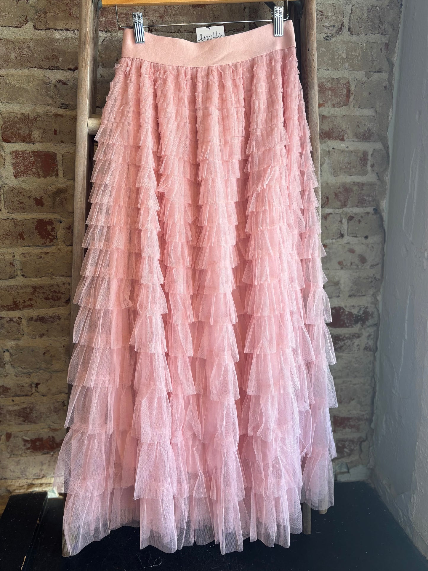 Tulle Tiered Maxi Skirt - Blush