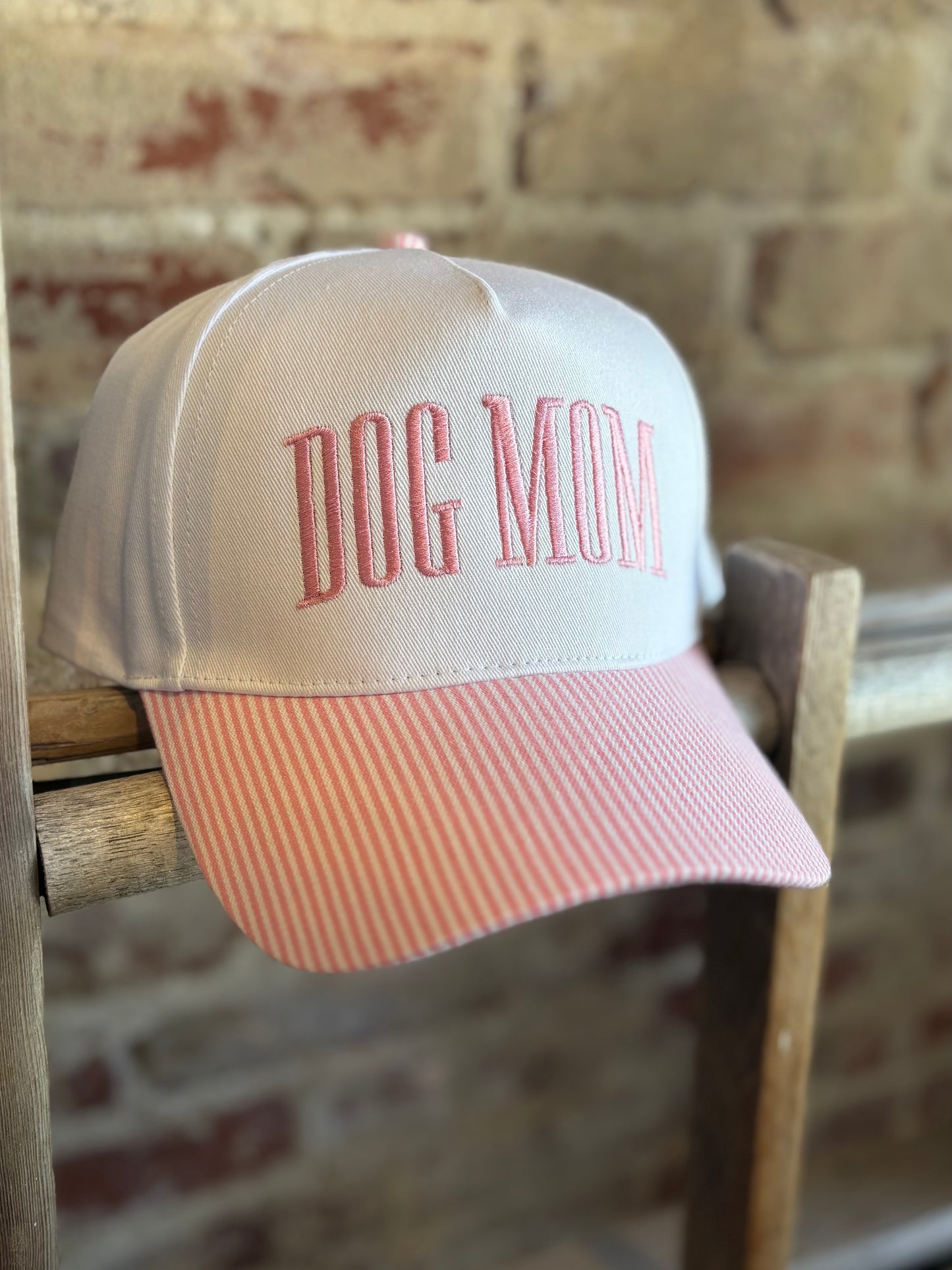 Pinstripe Dog Mom Hat -Pink